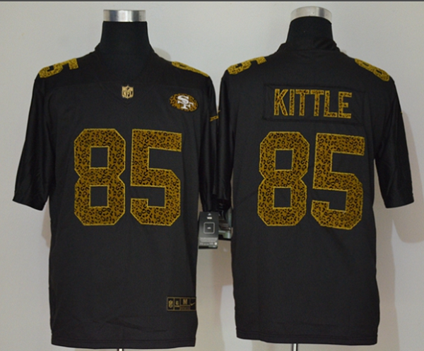 Men's San Francisco 49ers #85 George Kittle Black 2020 Nike Flocked Leopard Print Vapor Limited NFL Jersey