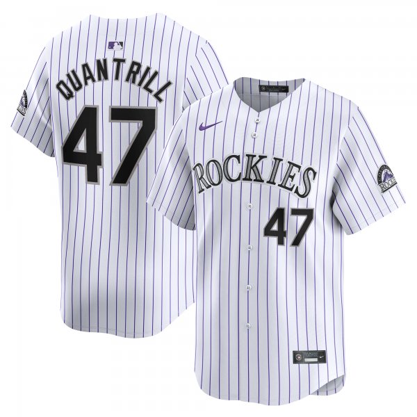 Men's Colorado Rockies Cal Quantrill Nike White Home Limited Player Jersey