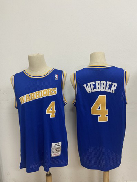 Men's Golden State Warriors #4 Chris Webber Blue 1990-94 Hardwood Classics Mesh Jersey