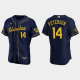 Men's Milwaukee Brewers #14 Jace Peterson Navy Alternate Flex Base MLB Jersey