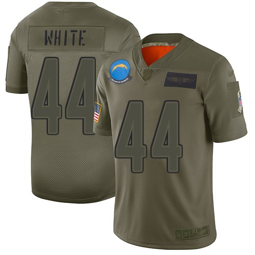 Men's Los Angeles Chargers #44 Kyzir White Camo Stitched NFL Limited 2019 Salute To Service Jersey