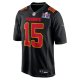 Men's Kansas City Chiefs Patrick Mahomes Nike Black Super Bowl LVIII Carbon Fashion Game Player Jersey