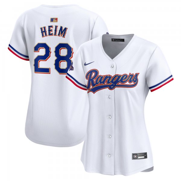 Women's Texas Rangers Jonah Heim Nike White 2024 Gold Collection Limited Player Jersey