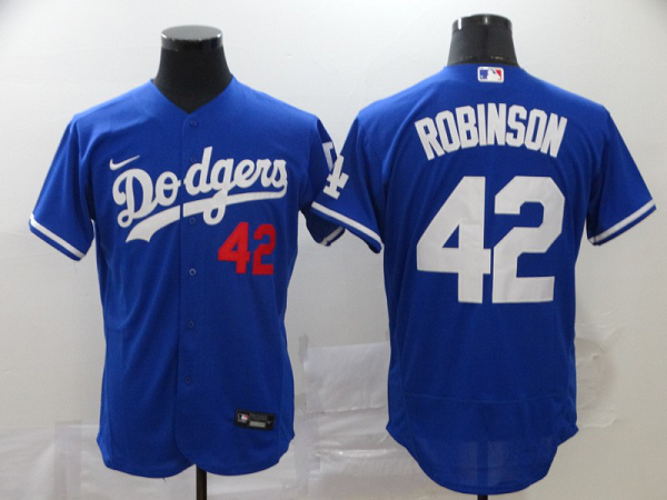 Men's Los Angeles Dodgers #42 Jackie Robinson Blue Stitched MLB Flex Base Nike Jersey