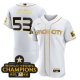 Men's Houston Astros #53 Cristian Javier 2023 Space City Champions Flex Base White Gold Jersey