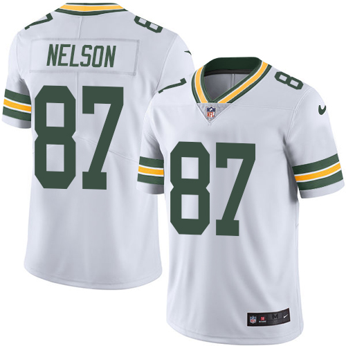 Men's Nike Green Bay Packers #87 Jordy Nelson White Stitched NFL Vapor Untouchable Limited Jersey