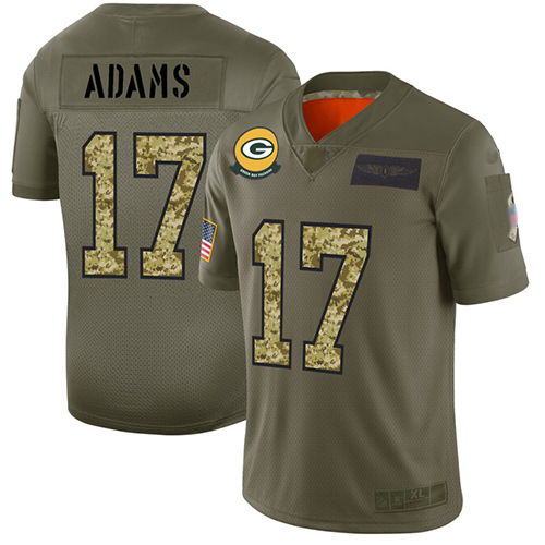 Green Bay Packers #17 Davante Adams Olive/Camo Men's Stitched NFL Limited 2019 Salute To Service Jersey