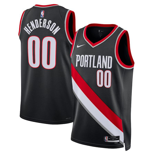 Men's Portland Trail Blazers #00 Scoot Henderson Nike Icon Edition Swingman 2023 NBA Draft Black Jersey