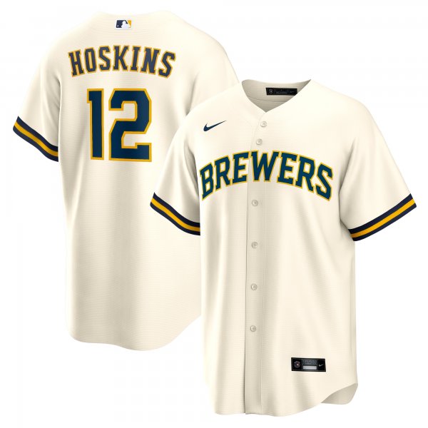 Men's Milwaukee Brewers Rhys Hoskins Nike Cream Home Replica Player Jersey