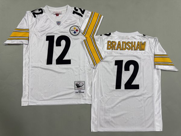 Men's Pittsburgh Steelers #12 Terry Bradshaw White Jersey