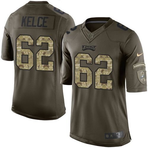 Nike Philadelphia Eagles #62 Jason Kelce Green Men's Stitched NFL Limited Salute to Service Jersey