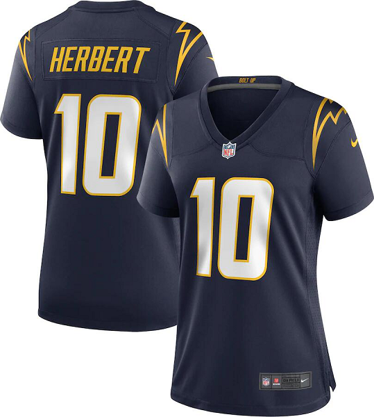 Los Angeles Chargers #10 Justin Herbert Nike Women's Alternate Game Navy Jersey