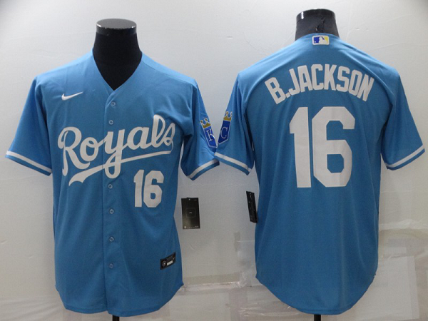 Men's Nike Kansas City Royals #16 Bo Jackson Light Blue New Cool Base Stitched MLB Jersey