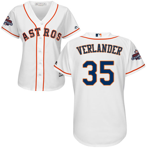 Houston Astros #35 Justin Verlander White Home 2017 World Series Champions Women's Stitched MLB Jersey