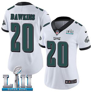 Women's Nike NFL Philadelphia Eagles #20 Brian Dawkins Limited Road White Vapor Untouchable Super Bowl LII Jersey