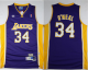 Men's Los Angeles Lakers #34 Shaquille O'Neal Purple Throwback Stitched NBA Jersey