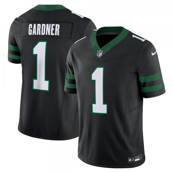 Men's New York Jets #1 Ahmad Sauce Gardner Nike Legacy Black Alternate Vapor F.U.S.E. Jersey