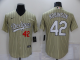 Men's Nike Los Angeles Dodgers #42 Jackie Robinson Cream MLB Cool Base Jersey