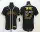 Men's Los Angeles Angels #27 Mike Trout Black With Gold Stitched MLB Flex Base Nike Jersey