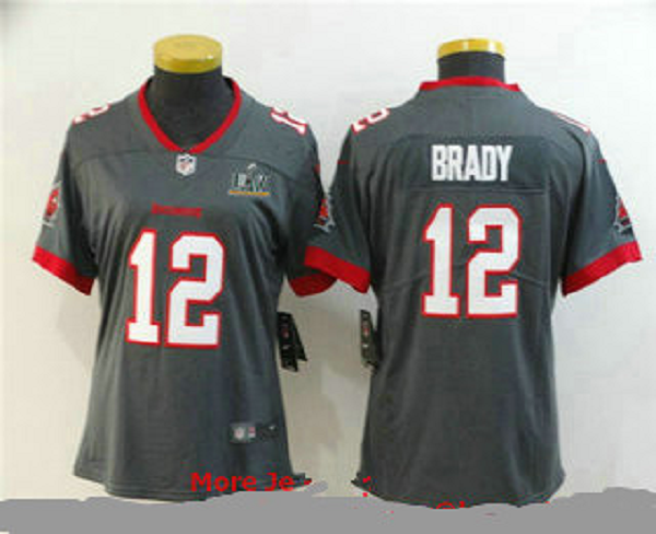 Women's Tampa Bay Buccaneers #12 Tom Brady Grey 2021 Super Bowl LV Vapor Untouchable Stitched Nike Limited NFL Jersey