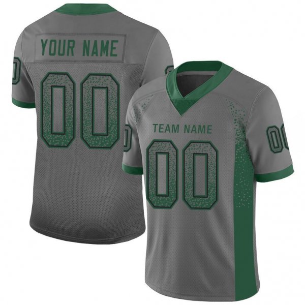 Men's Custom Gray Gotham Green-Black Mesh Drift Fashion Football Jersey