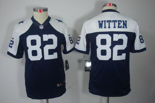 Nike Dallas Cowboys #82 Jason Witten Navy Blue Thanksgiving Throwback Youth Stitched NFL Limited Jersey