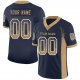 Men's Custom Navy Old Gold-White Mesh Drift Fashion Football Jersey