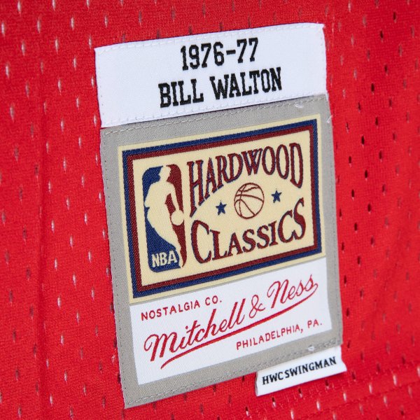 Men's Portland Trail Blazers Bill Walton Mitchell & Ness Red/Black 1976/77 Hardwood Classics Fadeaway Swingman Player Jersey