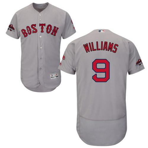 Boston Red Sox #9 Ted Williams Grey Flexbase Collection 2018 World Series Champions Stitched MLB Jersey