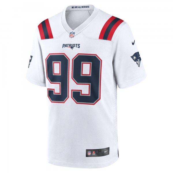 Men's New England Patriots Keion White Nike  White  Game Jersey