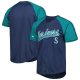 Men's Seattle Mariners Stitches Navy Button-Down Raglan Fashion Jersey