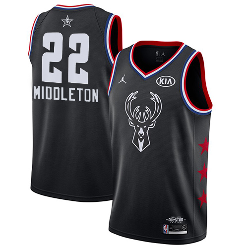 Men's Jordan Brand Milwaukee Bucks #22 Khris Middleton Black Swingman 2019 All-Star Game NBA Jersey