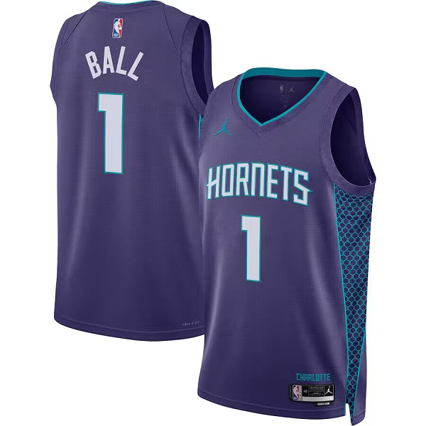 Men's Charlotte Hornets #1 LaMelo Ball Jordan Brand Purple 2022/23 Statement Edition Swingman NBA Jersey