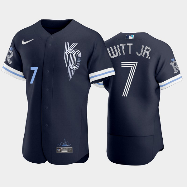 Men's #7 Bobby Witt Jr. Kansas City Royals Navy 2022 City Connect MLB Jersey