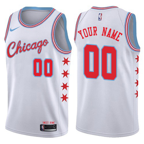 Men's Nike Bulls Personalized Swingman White NBA City Edition Jersey