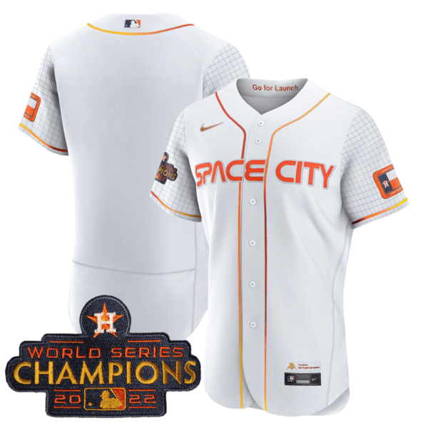 Men's Houston Astros 2023 Space City Champions Flex Base Blank White Jersey