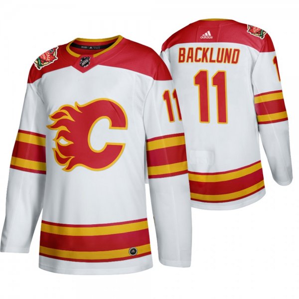 Men's Adidas Calgary Flames #11 Mikael Backlund 2019 Heritage Classic White Jersey