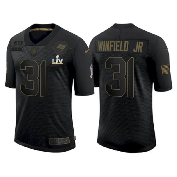 Men's Tampa Bay Buccaneers Antoine Winfield Jr Black Salute To Service 2021 Super Bowl LV Jersey