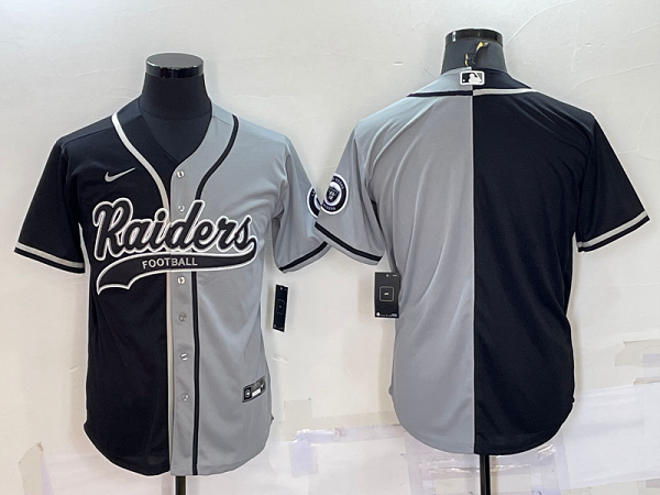 Men's Las Vegas Raiders Blank Black Grey Split Stitched Baseball Cool Base Jersey