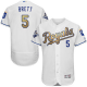 Kansas City Royals #5 George Brett White 2015 World Series Champions Gold Program FlexBase Stitched MLB Jersey