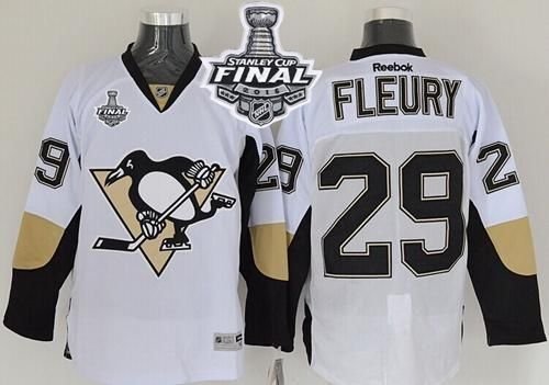 Pittsburgh Penguins #29 Andre Fleury White 2016 Stanley Cup Final Patch Stitched NHL Jersey