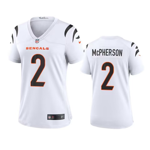 Women's Cincinnati Bengals #2 Evan McPherson White Game NFL Jersey