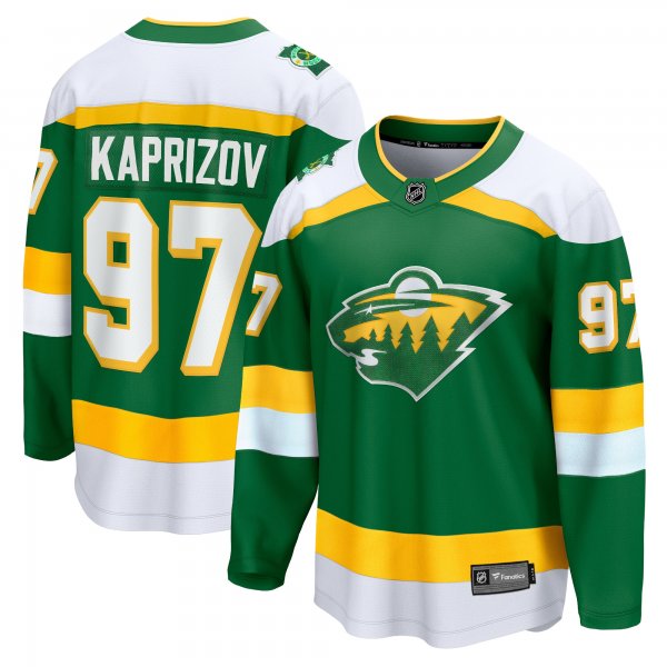 Men's Minnesota Wild #97 Kirill Kaprizov Fanatics Branded Green 2023/24 Alternate Premier Breakaway Player Jersey