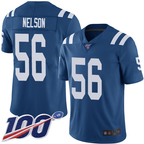 Indianapolis Colts #56 Quenton Nelson Royal Blue Team Color Men's Stitched NFL 100th Season Vapor Limited Jersey