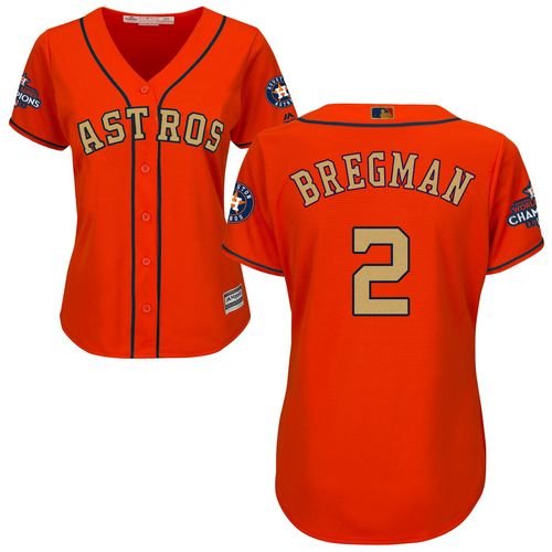 Women's Houston Astros #2 Alex Bregman Orange FlexBase 2018 Gold Program Stitched MLB Jersey