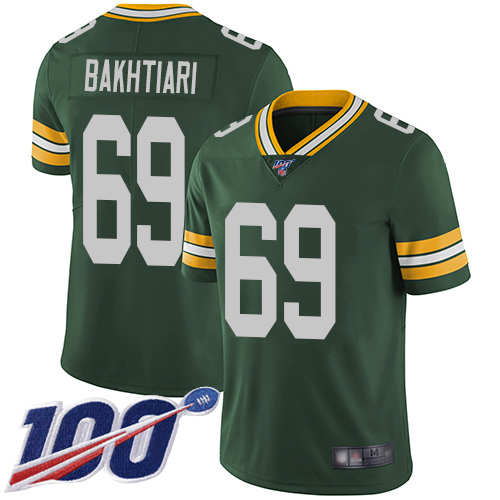 Men's Green Bay Packers #69 David Bakhtiari Green Team Color Stitched NFL 100th Season Vapor Limited Jersey