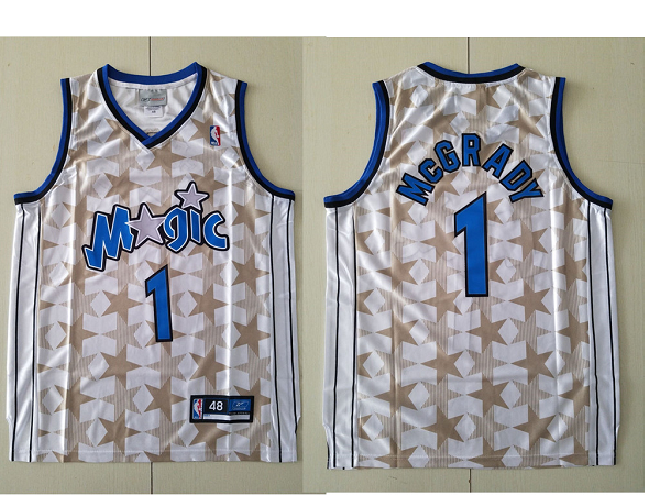 Men's Orlando Magic #1 Tracy McGrady White All-Star Hardwood Classics Soul Swingman Throwback Jersey