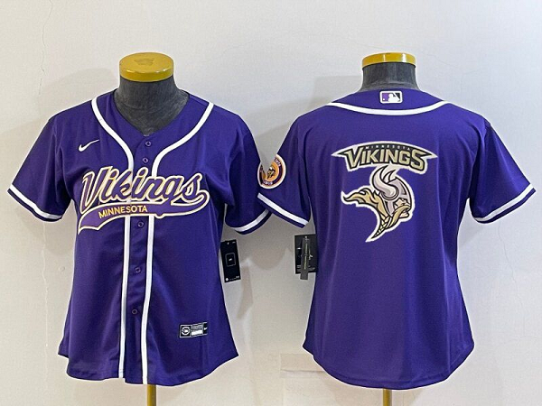 Women's Minnesota Vikings Blank Purple Stitched Baseball Cool Base Jersey