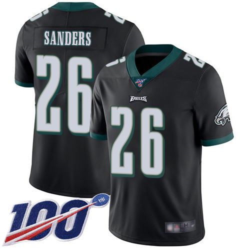 Philadelphia Eagles #26 Miles Sanders Black Alternate Men's Stitched NFL 100th Season Vapor Limited Jersey