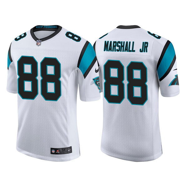 Men's Nike Carolina Panthers #88 Terrace Marshall Jr. White 2021 NFL Draft Vapor Limited Jersey